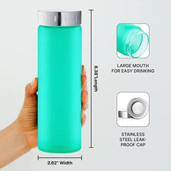 Reusable Glass Water Bottles - 17 oz Set of 4 - Leakproof Stainless Steel Caps- Wide Mouth, Ideal for Juices, Smoothies, and Hydration Eco-Friendly