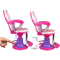 Salon Chair for 18 Inch Dolls - Fully Assembled with Apron, Cape, and 7 Hair Cutting Accessories