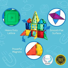 Shapemags 24-Piece Magnet Building Tiles Set with Windows and Doors - Enhance Creativity and Learning with Magnetic Blocks