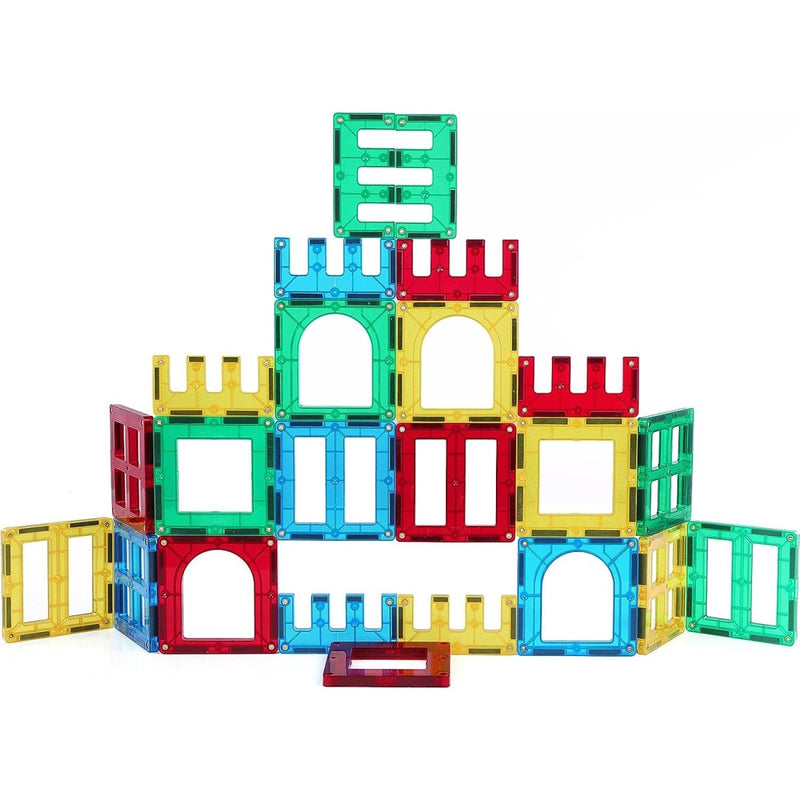 Shapemags 24-Piece Magnet Building Tiles Set with Windows and Doors - Enhance Creativity and Learning with Magnetic Blocks