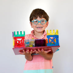 Shapemags 24-Piece Magnet Building Tiles Set with Windows and Doors - Enhance Creativity and Learning with Magnetic Blocks