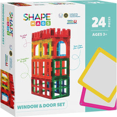 Shapemags 24-Piece Magnet Building Tiles Set with Windows and Doors - Enhance Creativity and Learning with Magnetic Blocks