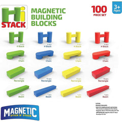 Shapemags Magnetic Blocks Building Tiles for Kids - 100 Piece Set with H Blocks, Chains, and Rectangles