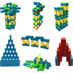 Shapemags Magnetic Blocks Building Tiles for Kids - 100 Piece Set with H Blocks, Chains, and Rectangles