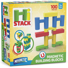 Shapemags Magnetic Blocks Building Tiles for Kids - 100 Piece Set with H Blocks, Chains, and Rectangles