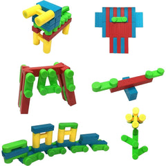 Shapemags Magnetic Blocks Building Tiles for Kids - 100 Piece Set with H Blocks, Chains, and Rectangles