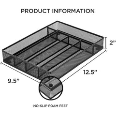 Silverware Tray Set of 2 - Kitchen Cutlery Organizer with Non-Slip Base