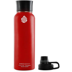 Sports Water Bottle - Vacuum Insulated Stainless Steel - Double Wall - Wide Mouth - 2 Leakproof Lids - 40oz