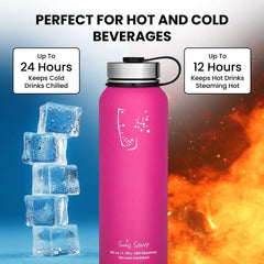 Stainless Steel Sports Water Bottle - 40oz, Vacuum Insulated, Double-Wall, Wide Mouth, Leakproof Lid