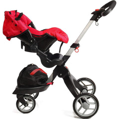 Stylish Mommy & Me Baby Doll Stroller for 18" Dolls - Adjustable Handle, Swiveling Wheels, Foldable Design, Carriage Bag