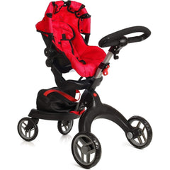 Stylish Mommy & Me Baby Doll Stroller for 18" Dolls - Adjustable Handle, Swiveling Wheels, Foldable Design, Carriage Bag