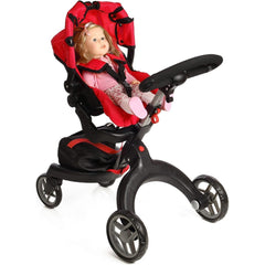 Stylish Mommy & Me Baby Doll Stroller for 18" Dolls - Adjustable Handle, Swiveling Wheels, Foldable Design, Carriage Bag