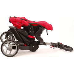 Stylish Mommy & Me Baby Doll Stroller for 18" Dolls - Adjustable Handle, Swiveling Wheels, Foldable Design, Carriage Bag