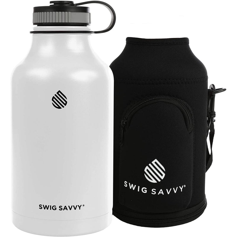 Swig Savvy Double-Walled Stainless Steel Sports Water Bottle with Storage Sleeve