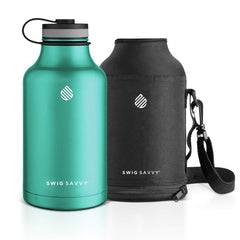 Swig Savvy Double-Walled Stainless Steel Sports Water Bottle with Storage Sleeve