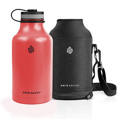 Swig Savvy Double-Walled Stainless Steel Sports Water Bottle with Storage Sleeve