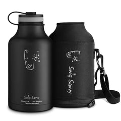 Swig Savvy Double-Walled Stainless Steel Sports Water Bottle with Storage Sleeve