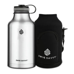 Swig Savvy Double-Walled Stainless Steel Sports Water Bottle with Storage Sleeve