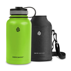 Swig Savvy Double-Walled Stainless Steel Sports Water Bottle with Storage Sleeve