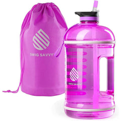 Swig Savvy Motivational 44 oz Water Bottle with Straw Lid and Storage Sleeve