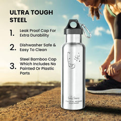 Swig Savvy Stainless Steel Water Bottle - 20 Oz Leak-Proof Flask with 3 Lids and Pouch