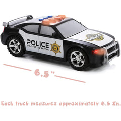 Ultimate Emergency Rescue Vehicle Set - Police Car, Ambulance, Fire Truck with Lights and Sound Sirens - Perfect for Boys